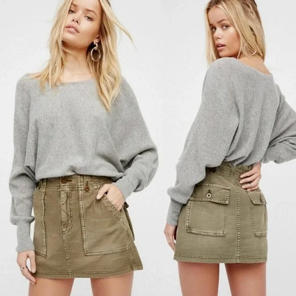 Free People Khaki Mini Skirt - Picture 2 of 5